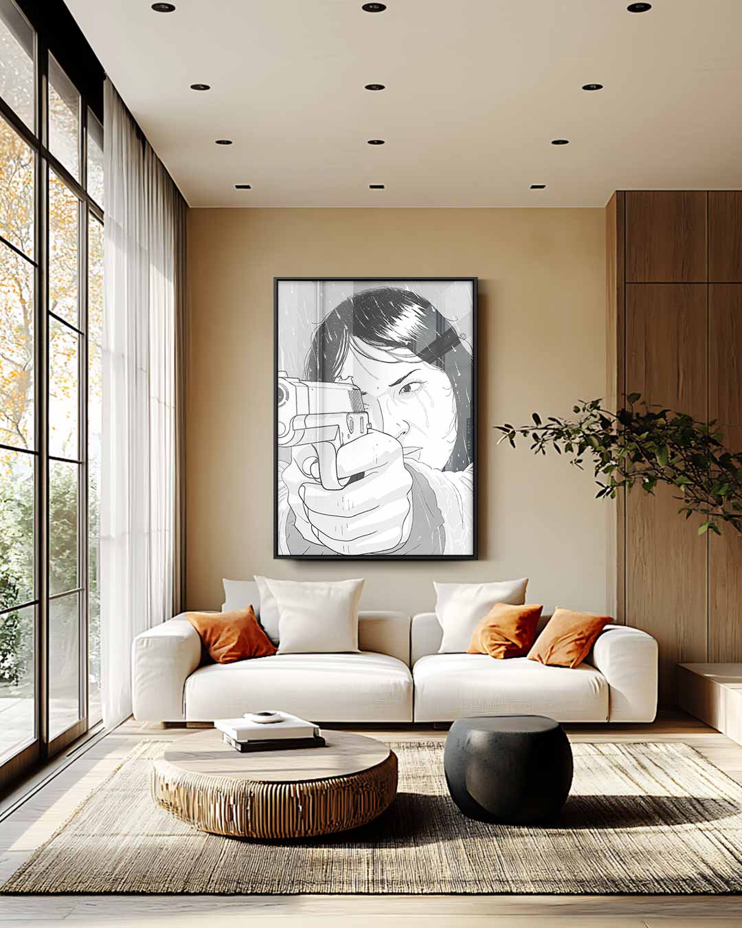 Stoere Illustratie in Stripstijl Kunstwerk-canvas-dibond-plexiglas-wanddecoratie-WallArtistic
