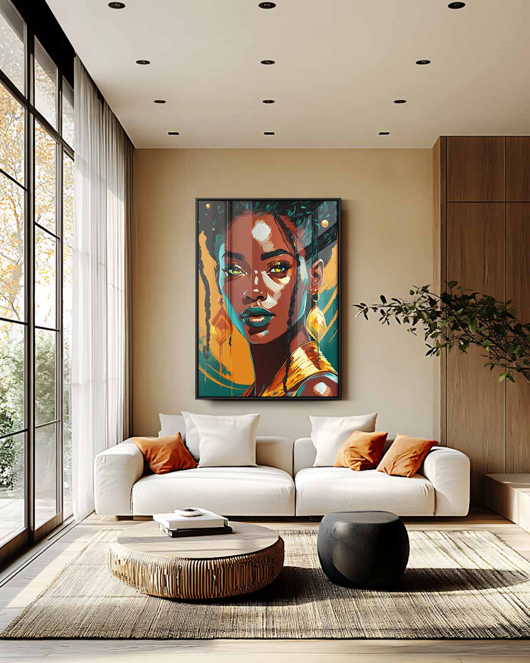 Krachtige Vrouwelijke Expressie Kunstwerk-canvas-dibond-plexiglas-wanddecoratie-WallArtistic