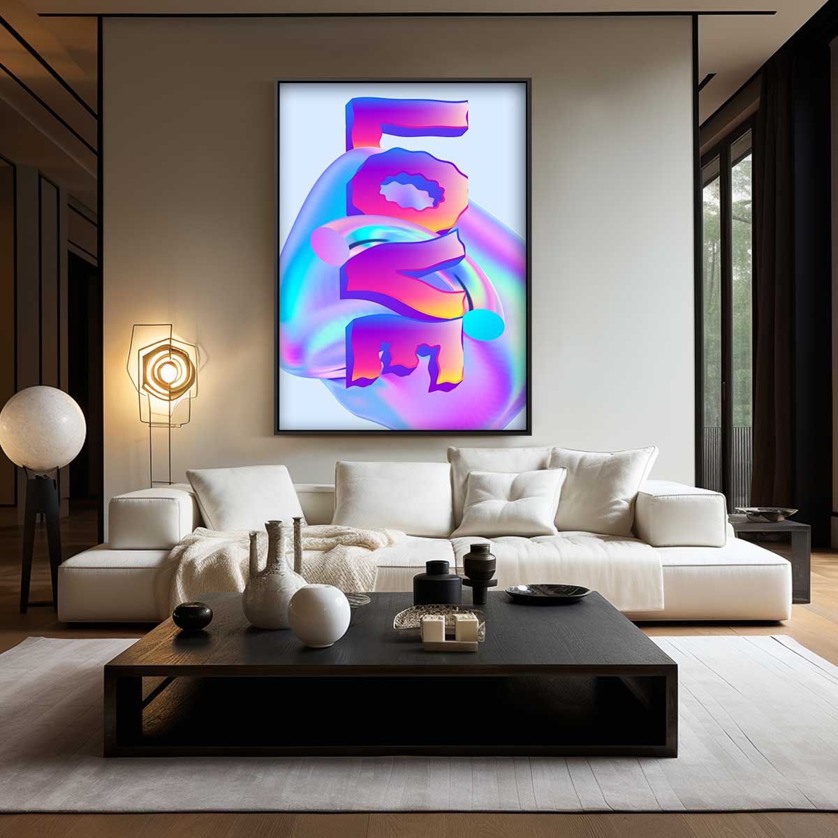 Kleurrijke Ineengestorte Vormen Kunstwerk-canvas-dibond-plexiglas-wanddecoratie-WallArtistic