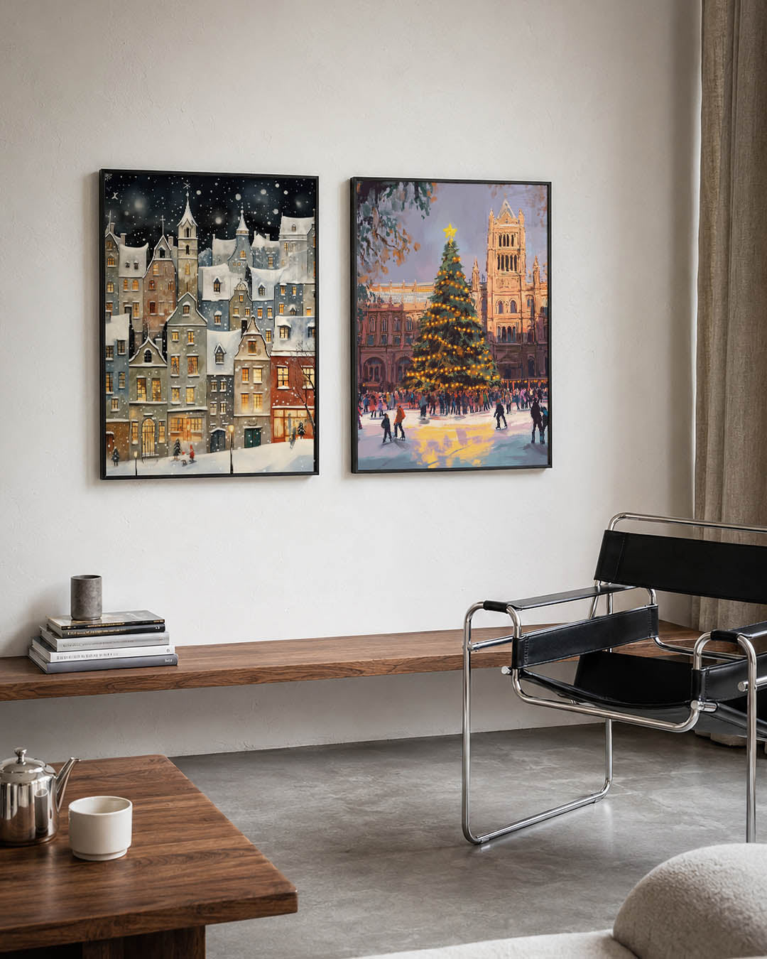 Sneeuwstad tafereel Posterset