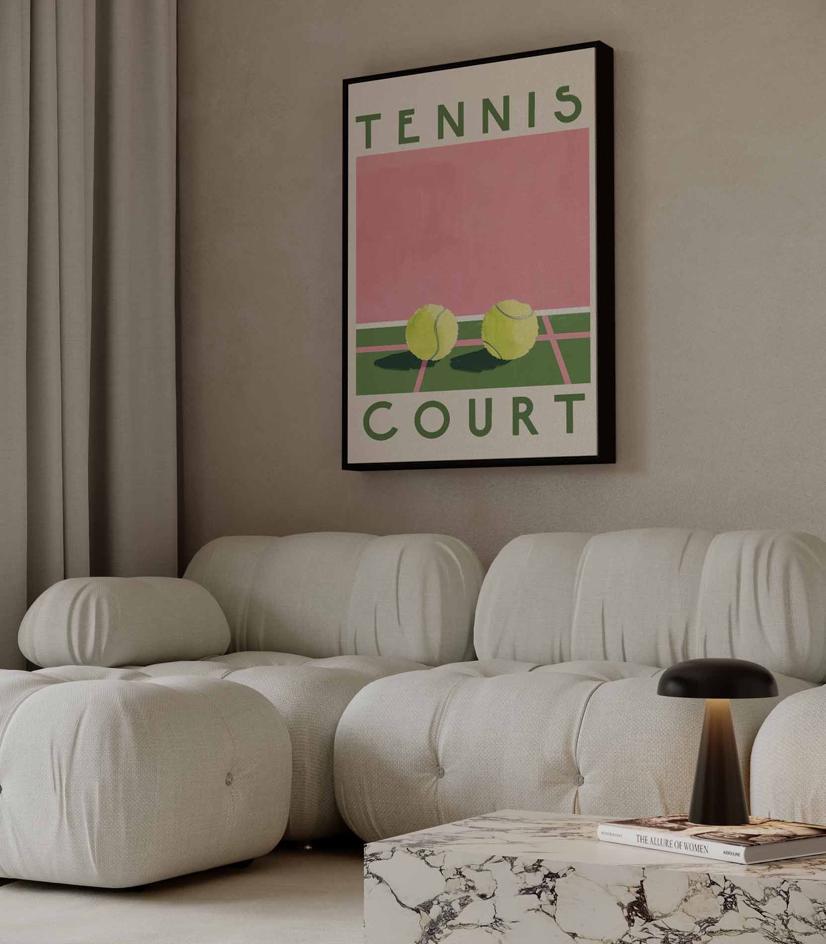 Tennisbaan Droom Kunstwerk-canvas-dibond-plexiglas-wanddecoratie-WallArtistic