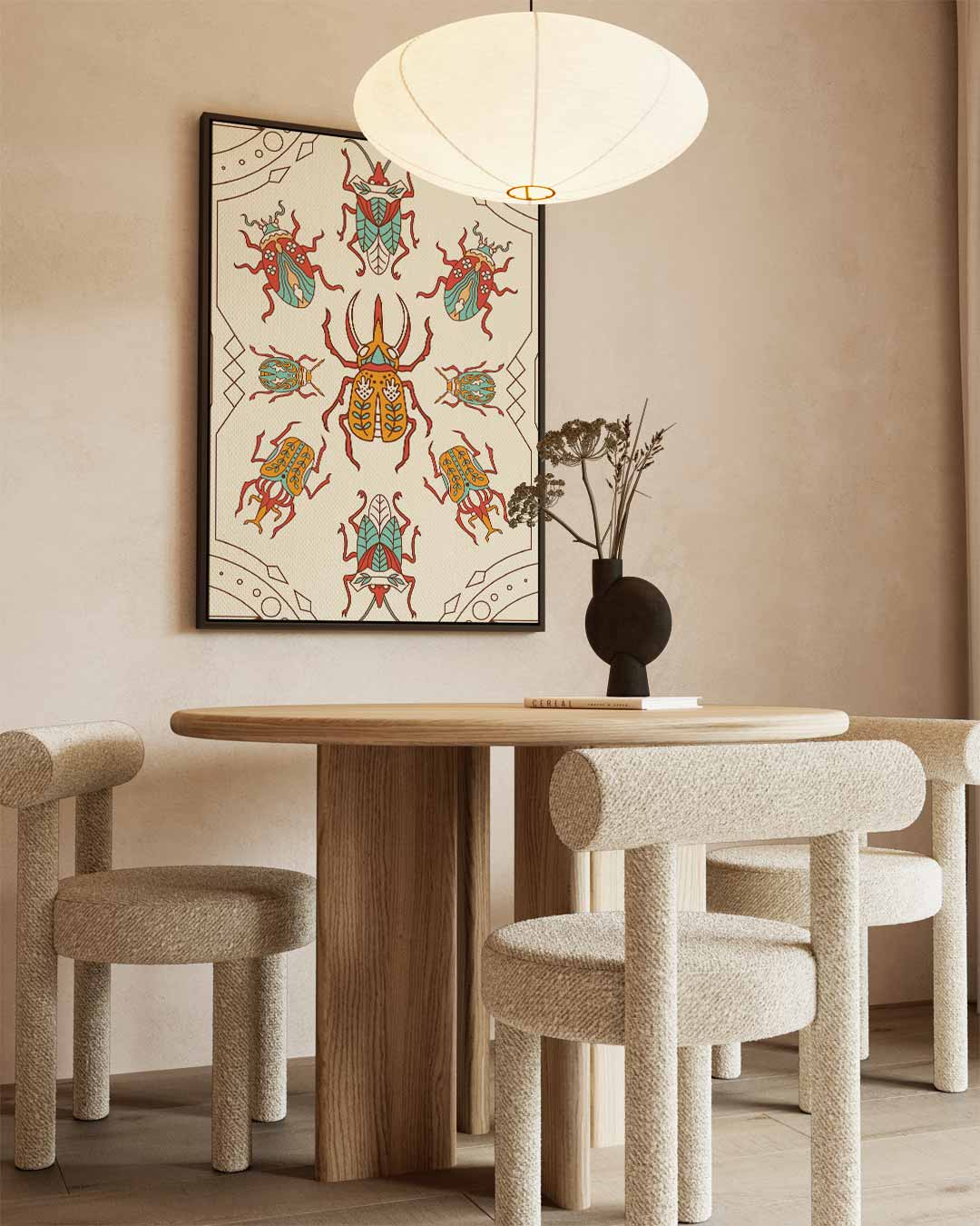 Betoverende Insectenpatroon Illustratie Kunstwerk-canvas-dibond-plexiglas-wanddecoratie-WallArtistic
