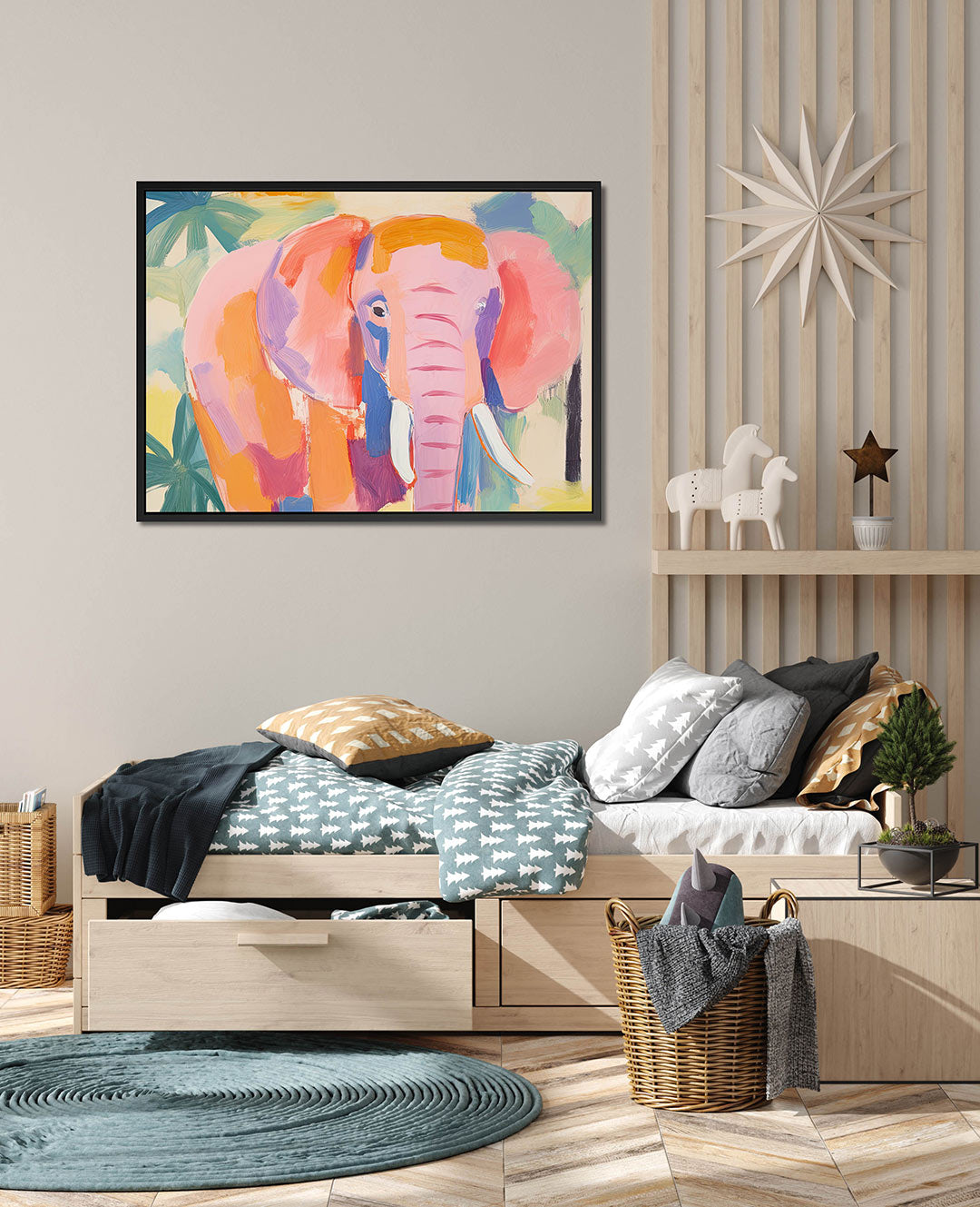 Kleurrijke olifant Kunstwerk