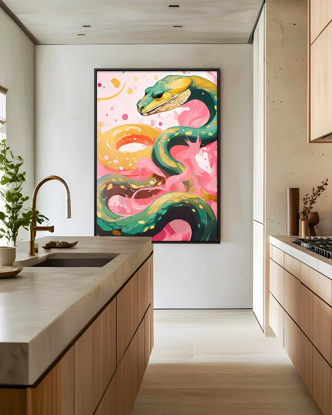 Kleurrijke Slangenpracht Kunstwerk-canvas-dibond-plexiglas-wanddecoratie-WallArtistic