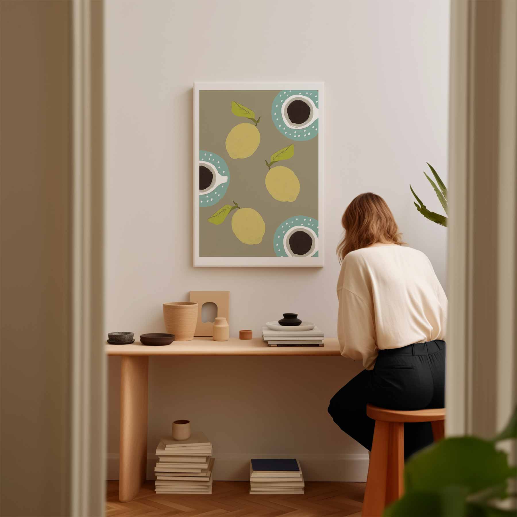 Citroen en Koffie Kanvas Kunstwerk-canvas-dibond-plexiglas-wanddecoratie-WallArtistic