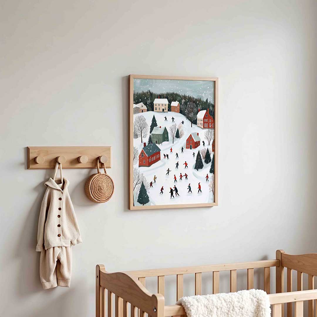 Winterlandschap met schaatsers Poster