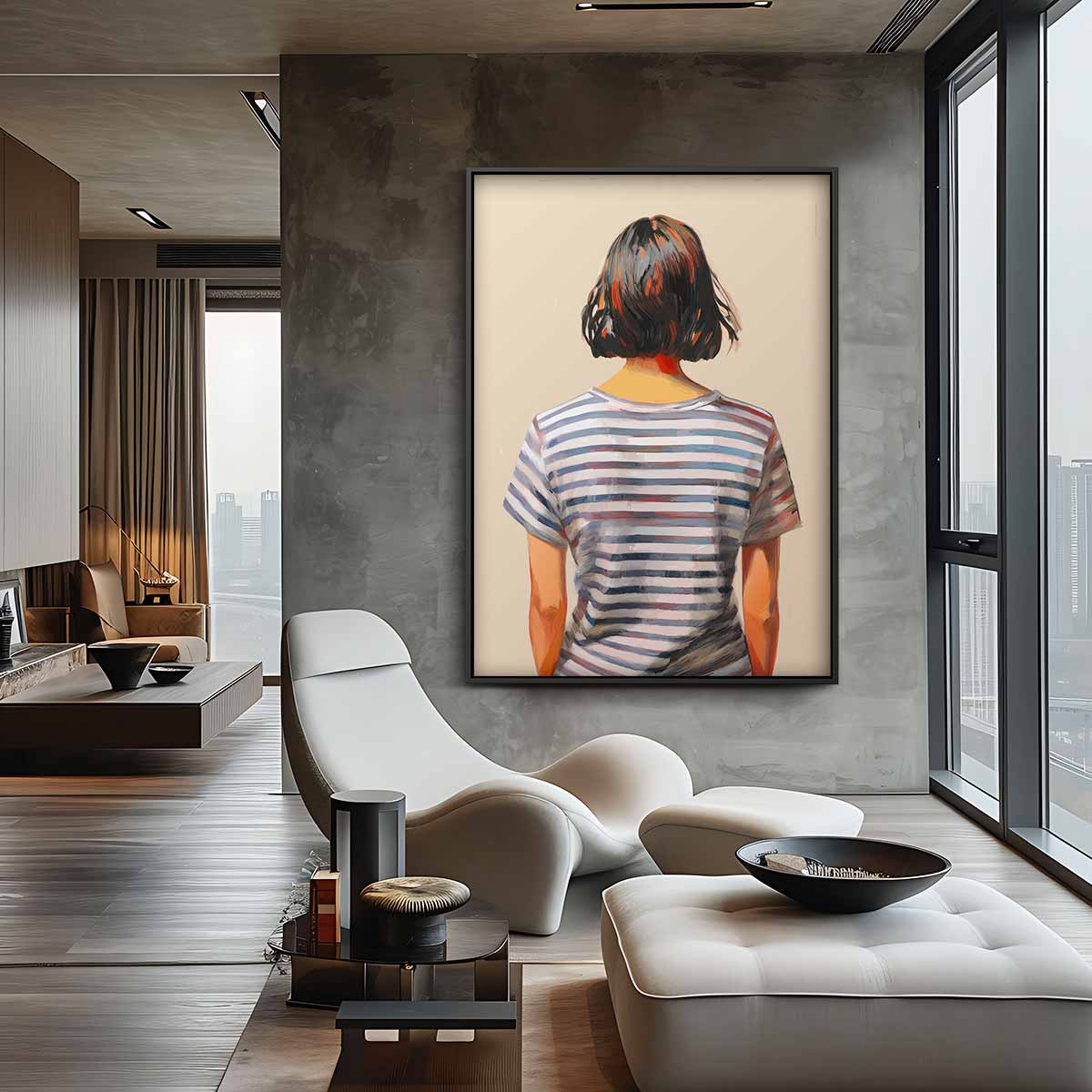 Achtergrondportret van Gestreepte Dromen Kunstwerk-canvas-dibond-plexiglas-wanddecoratie-WallArtistic