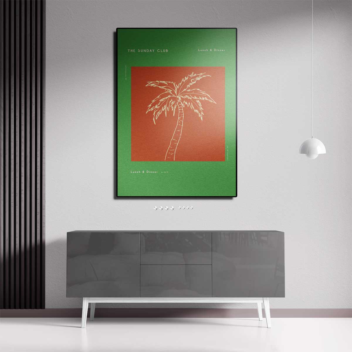 Tropische Vibes Palm Illustratie Kunstwerk-canvas-dibond-plexiglas-wanddecoratie-WallArtistic