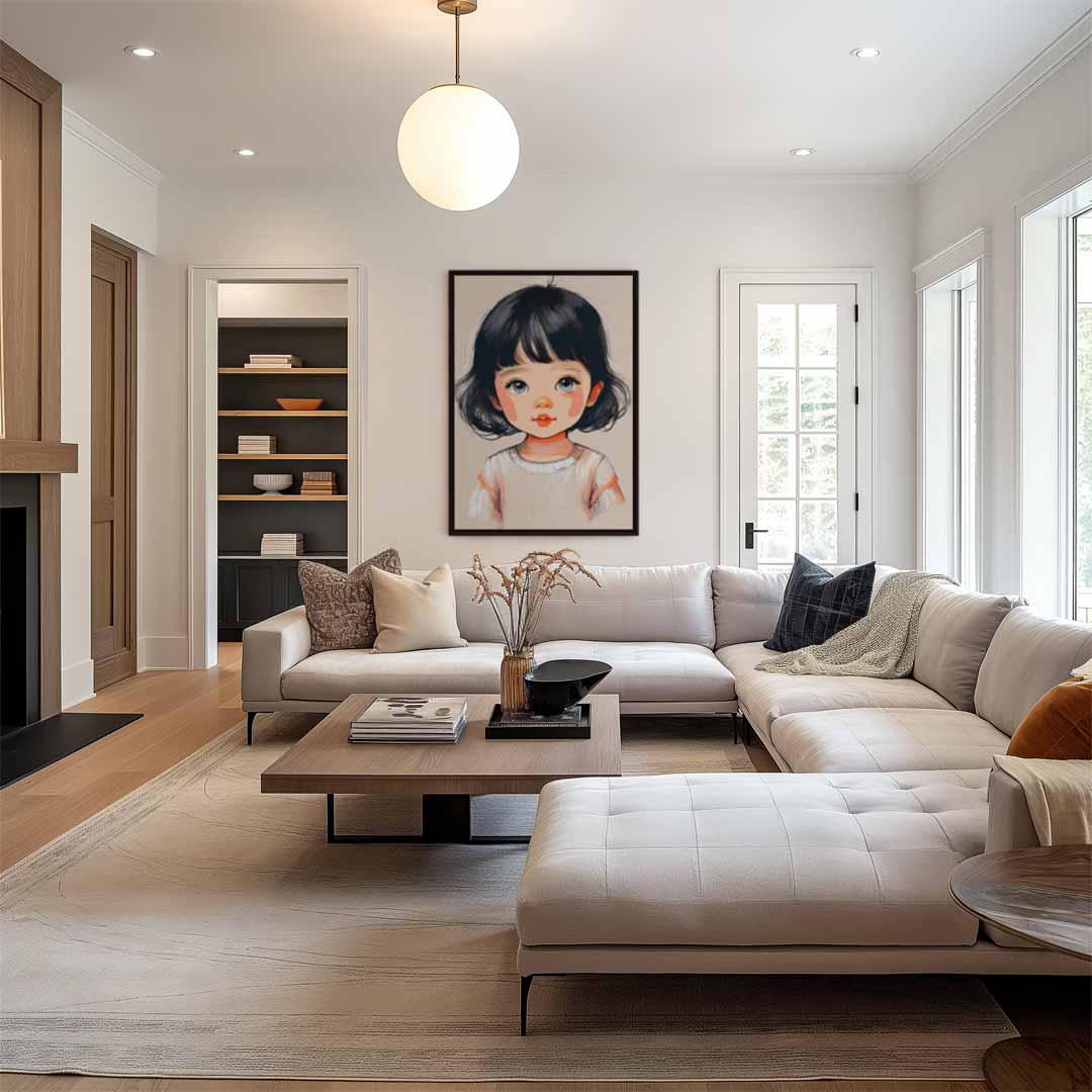 Schattig Kinderportret in Zachte Kleuren Kunstwerk-canvas-dibond-plexiglas-wanddecoratie-WallArtistic
