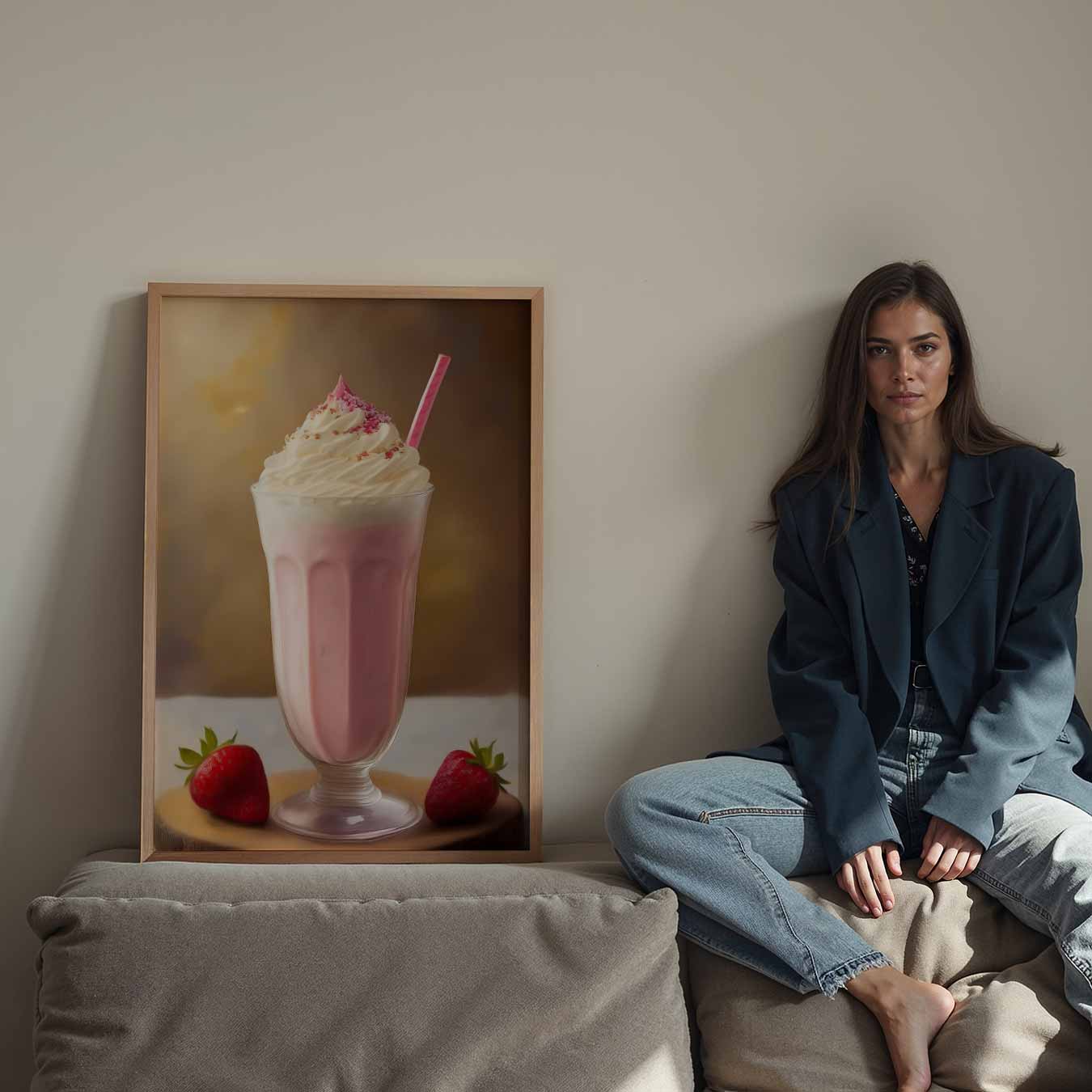 Romantische Aardbeienmilkshake Poster-WallArtistic