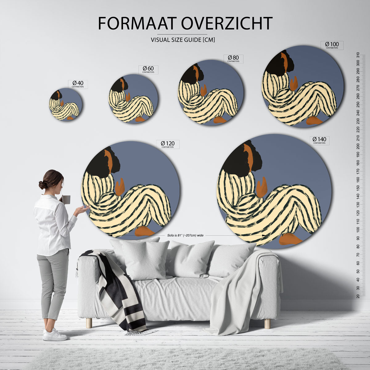 Gestreepte figuur Muurcirkel