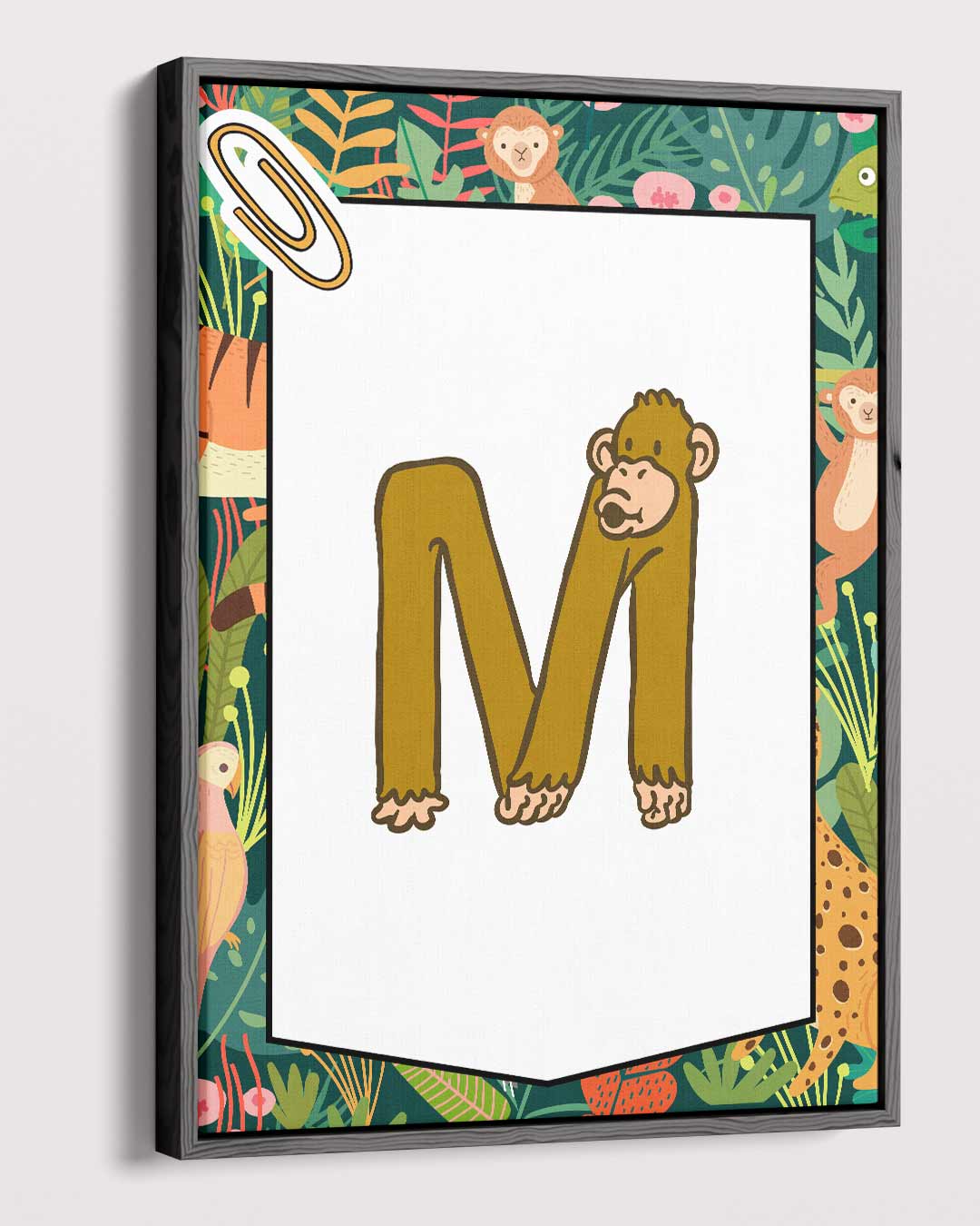 Jungle Alfabet Poster - Letter M Kunstwerk-canvas-dibond-plexiglas-wanddecoratie-WallArtistic