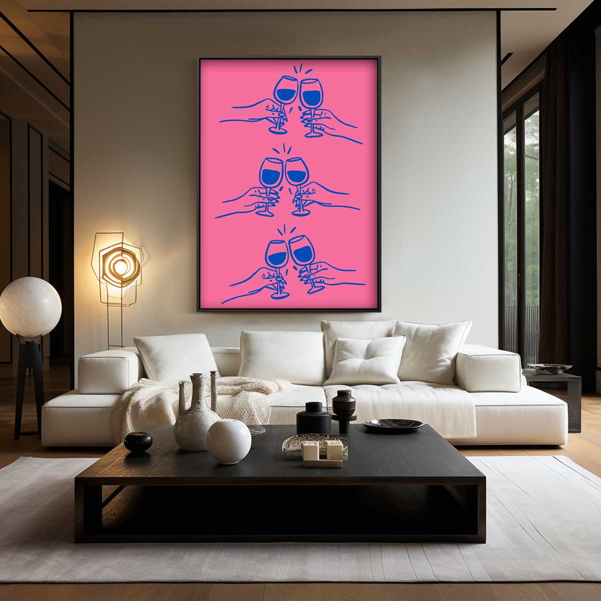 Kleurige Proostende Glazen Illustratie Kunstwerk-canvas-dibond-plexiglas-wanddecoratie-WallArtistic