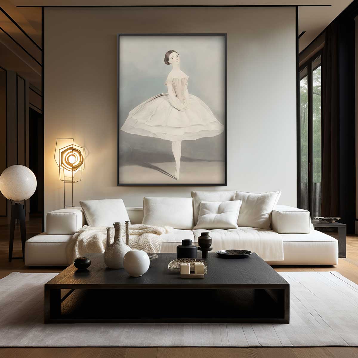 Elegante Ballerina in Rust Kunstwerk-canvas-dibond-plexiglas-wanddecoratie-WallArtistic