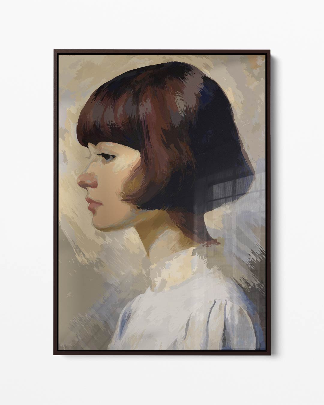 Dromerige Zijaanzicht Portret Kunstwerk-canvas-dibond-plexiglas-wanddecoratie-WallArtistic