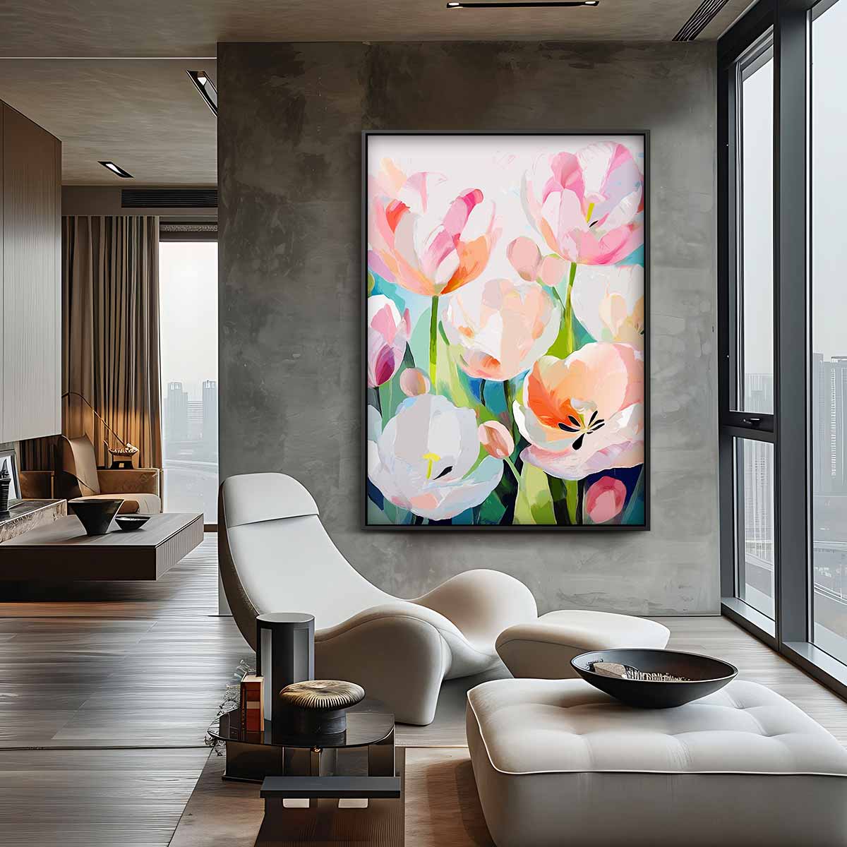 Kleurrijke Tulpenpracht Kunstwerk-canvas-dibond-plexiglas-wanddecoratie-WallArtistic