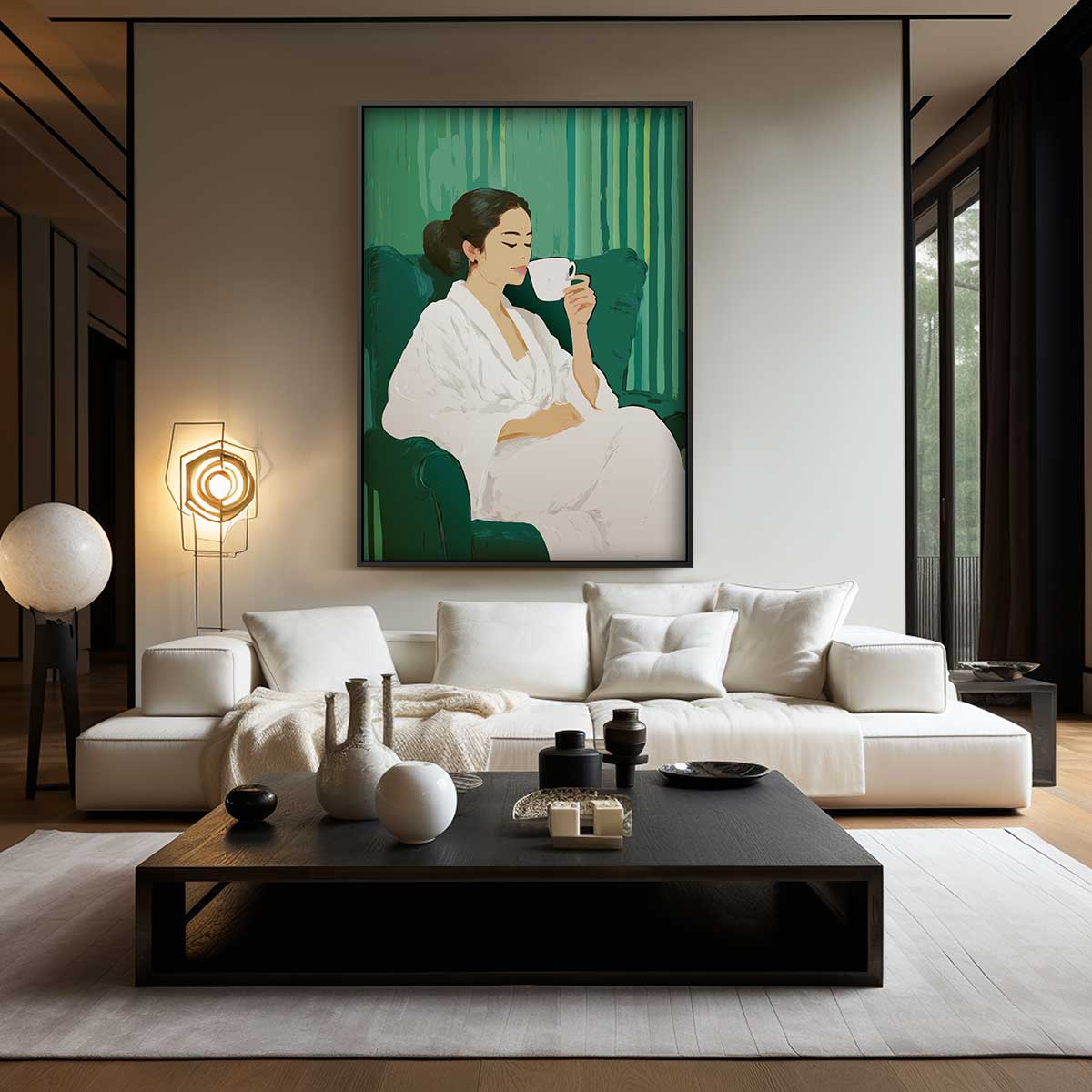 Ontspanning in Groen Kunstwerk-canvas-dibond-plexiglas-wanddecoratie-WallArtistic