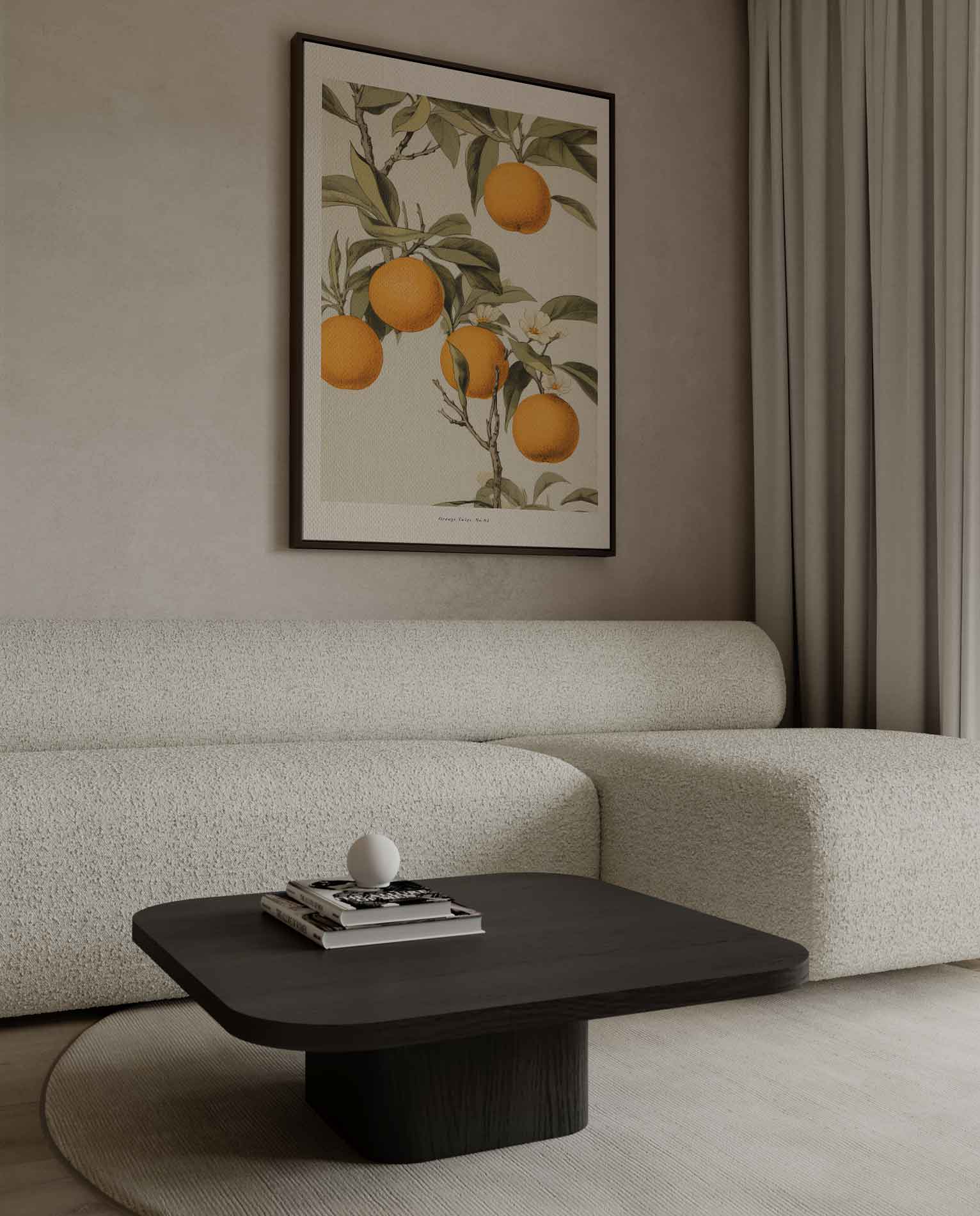 Vintage Sinaasappel Illustratie Kunstwerk-canvas-dibond-plexiglas-wanddecoratie-WallArtistic