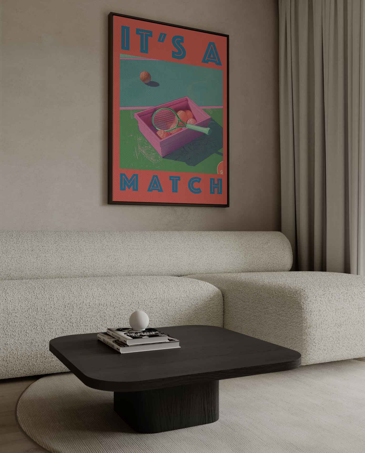 Speelse Tennisdisplay Kunstwerk-canvas-dibond-plexiglas-wanddecoratie-WallArtistic
