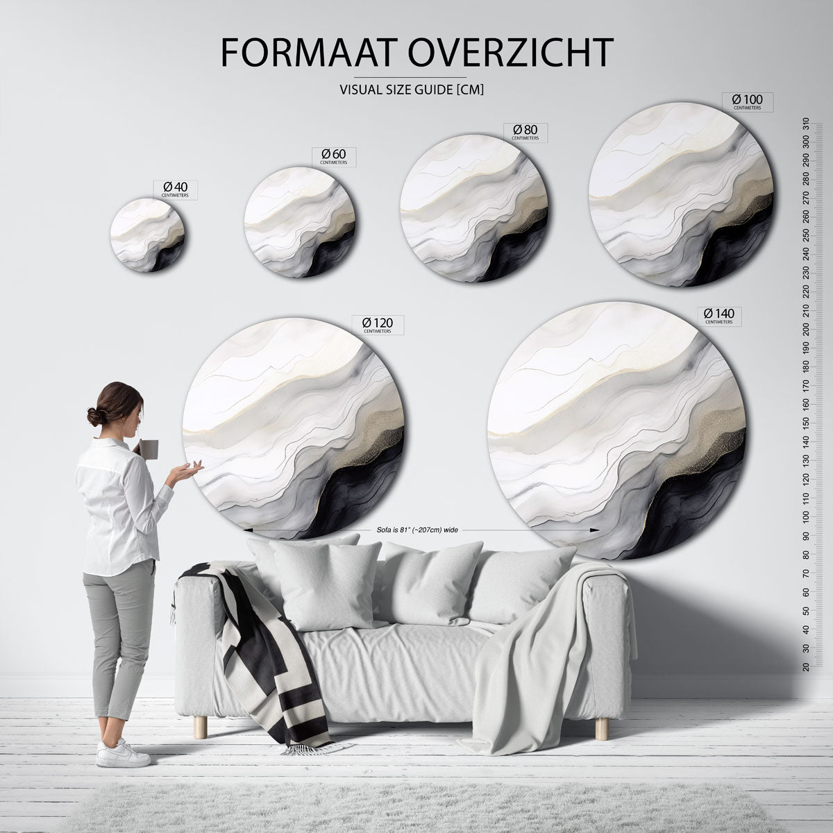 Golvende lijnen Muurcirkel