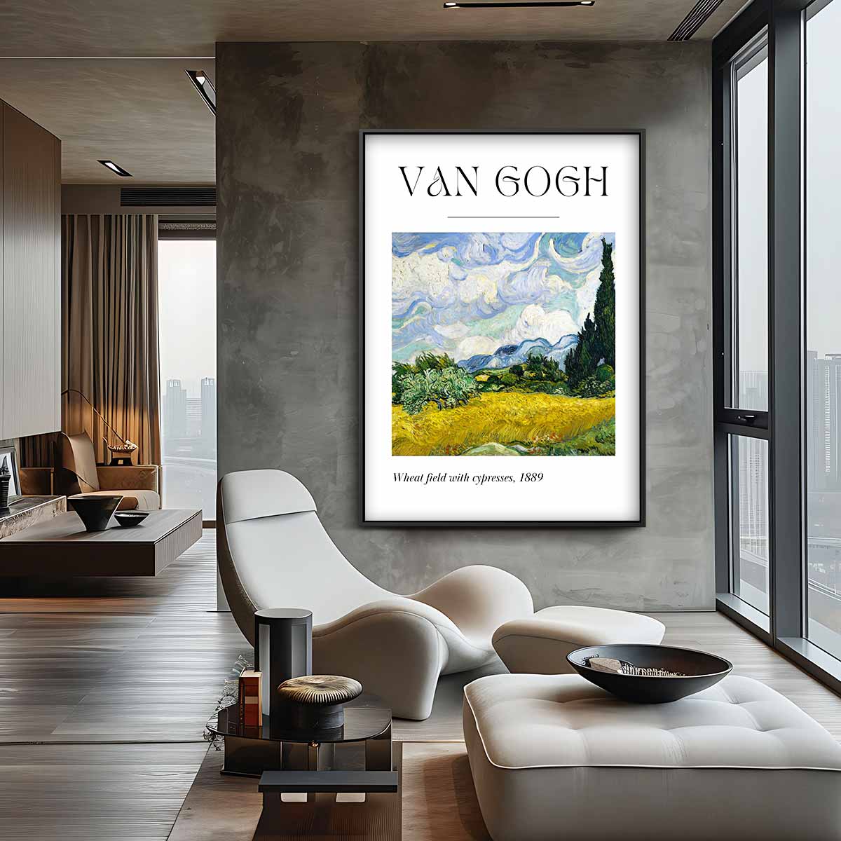 Landschap met Cypresbomen Kunstwerk-canvas-dibond-plexiglas-wanddecoratie-WallArtistic