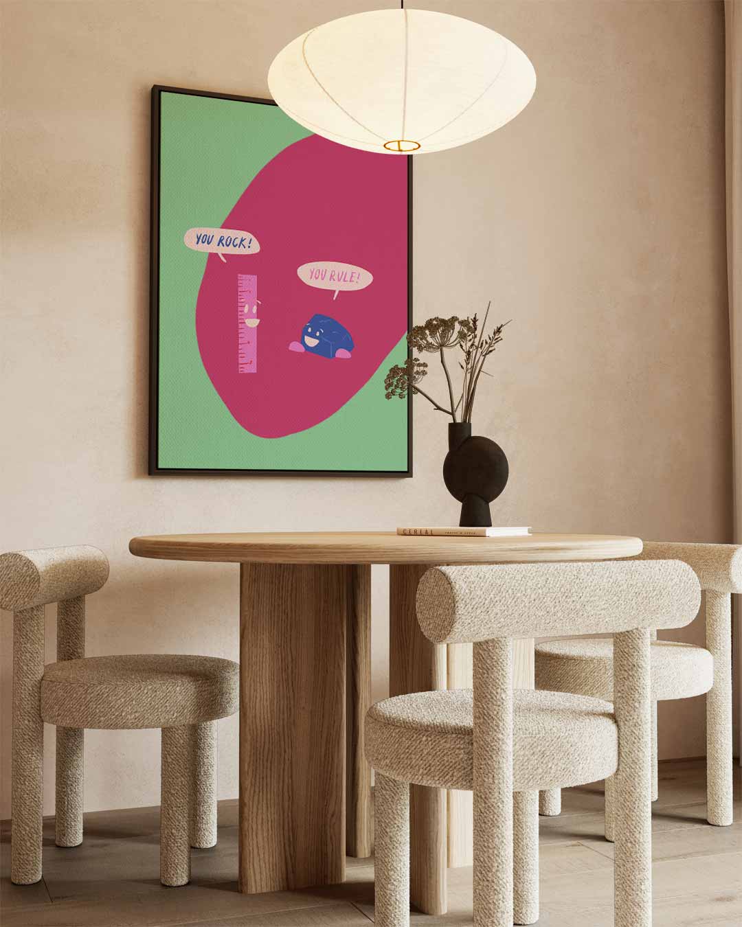 Vrolijke Vriendschap Illustratie Kunstwerk-canvas-dibond-plexiglas-wanddecoratie-WallArtistic