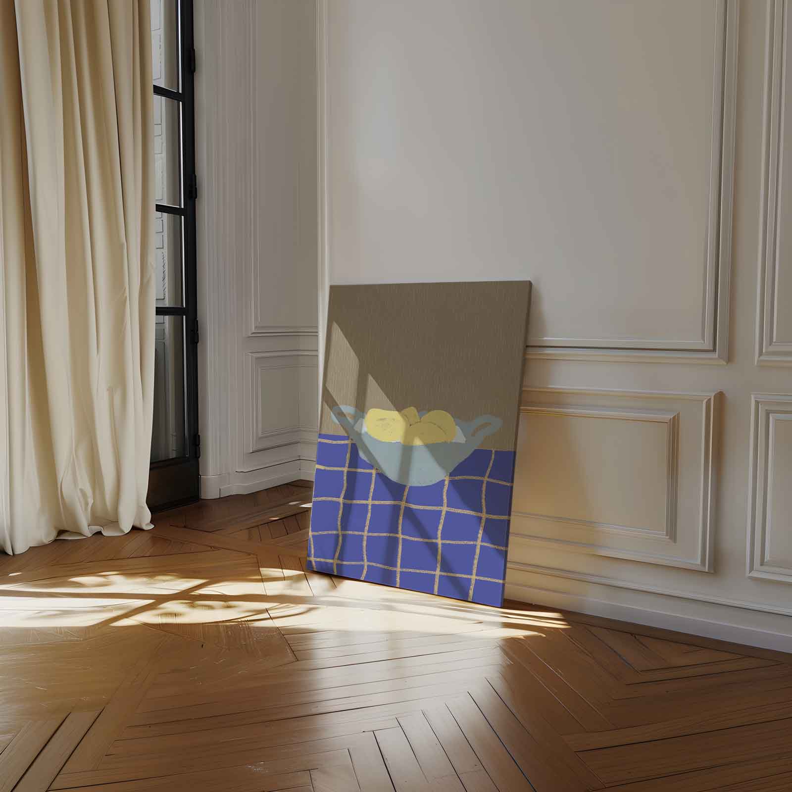 Citroenen in een Blauwe Kamer Kunstwerk-canvas-dibond-plexiglas-wanddecoratie-WallArtistic