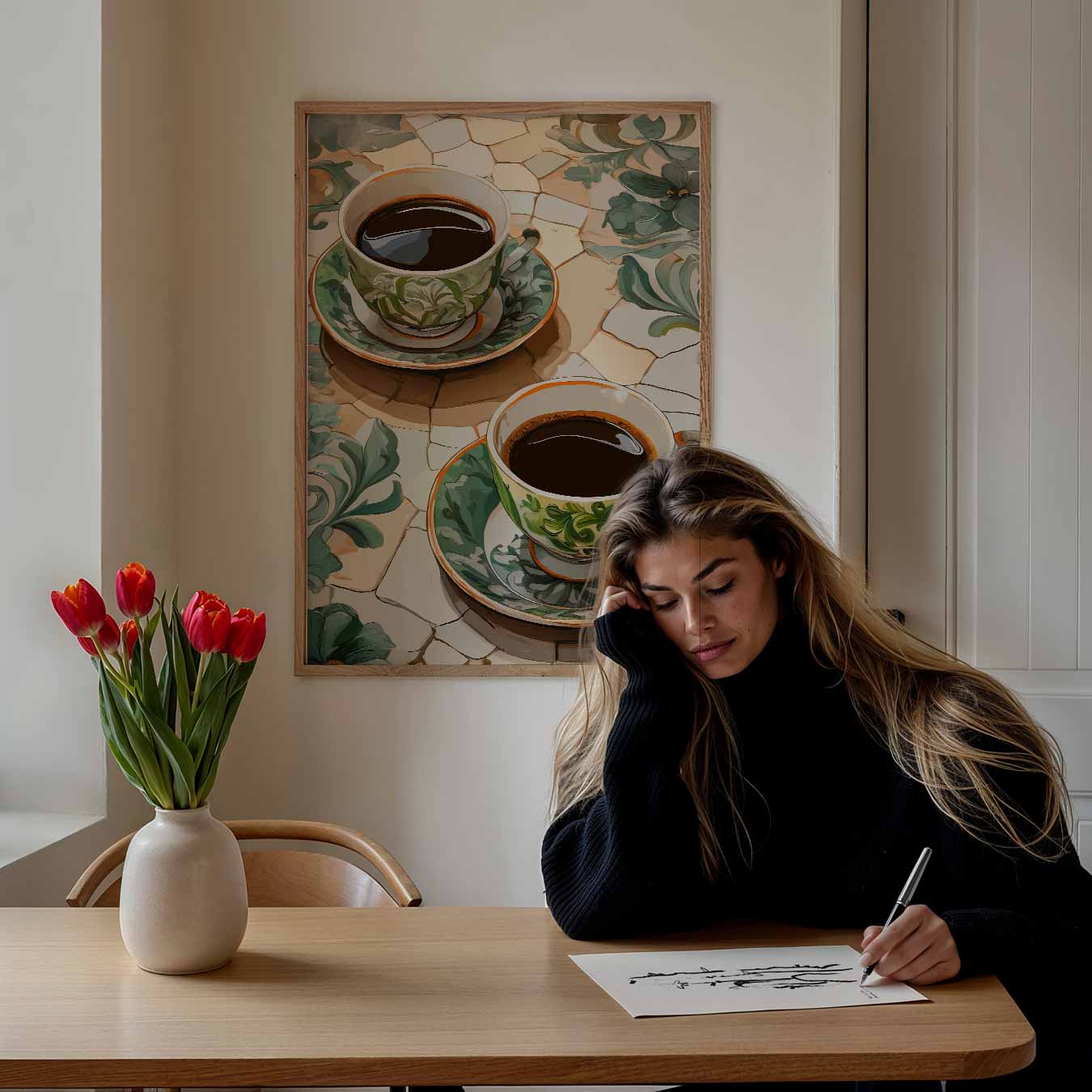 Sfeervolle Koffie Mozaïek Poster-WallArtistic