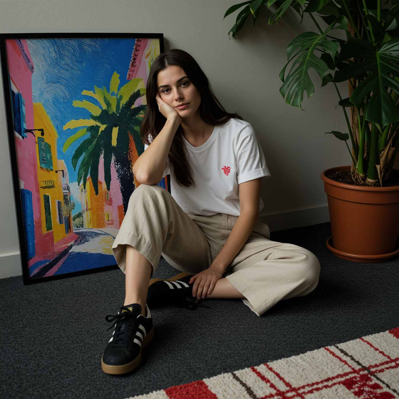 Kleurrijke Straat Met Palmbomen Poster-WallArtistic