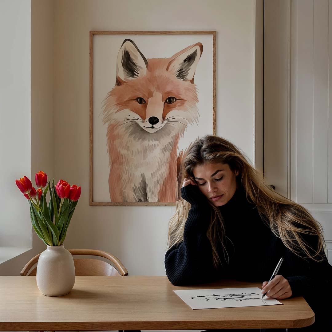 Schattige Vos Kunstposter-WallArtistic