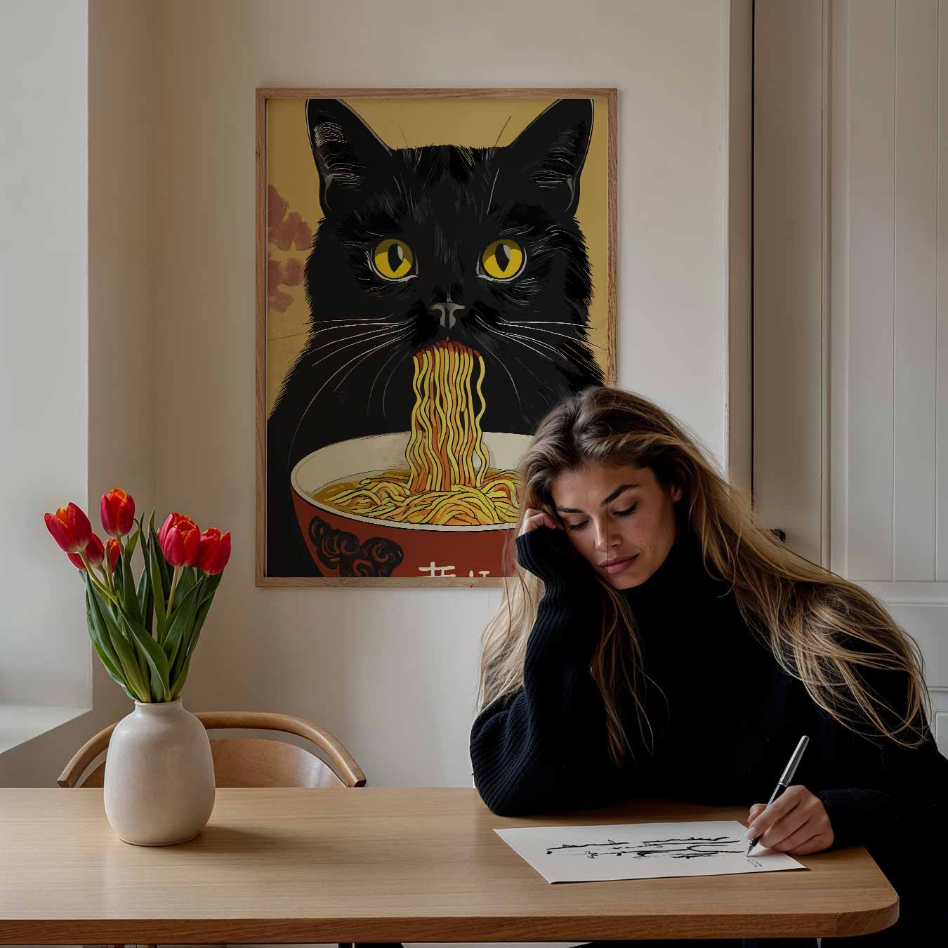 Noodle Cat Art Poster-WallArtistic