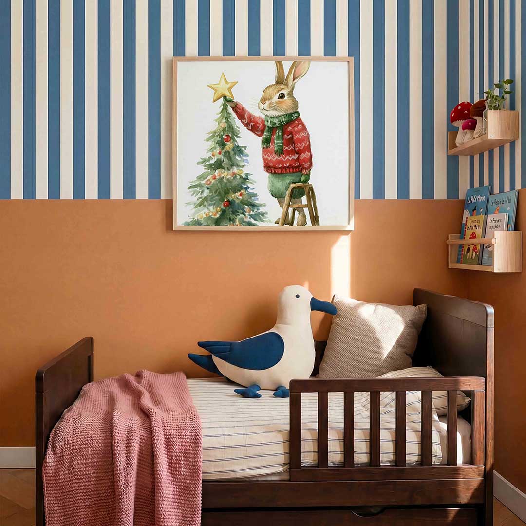 Kerstkonijn met boom Poster