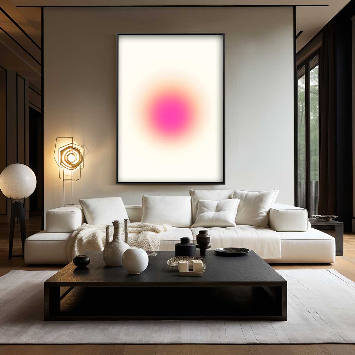 Roze Stralen Kunstwerk-canvas-dibond-plexiglas-wanddecoratie-WallArtistic