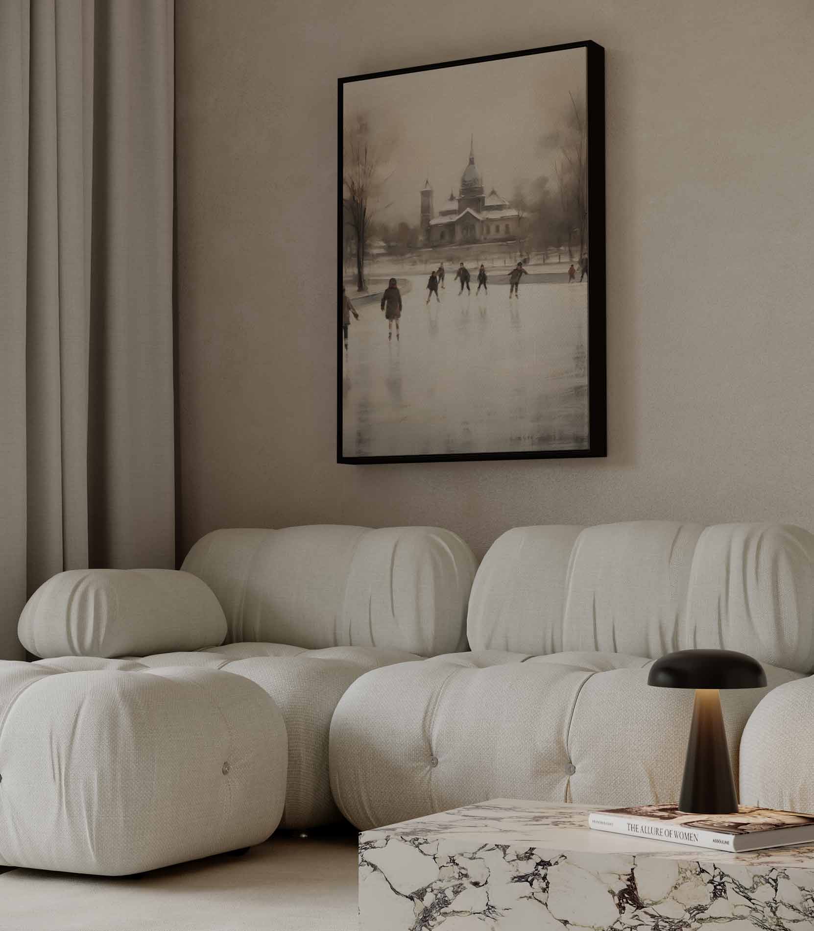 Winterse Schaatspret Kunstwerk-canvas-dibond-plexiglas-wanddecoratie-WallArtistic