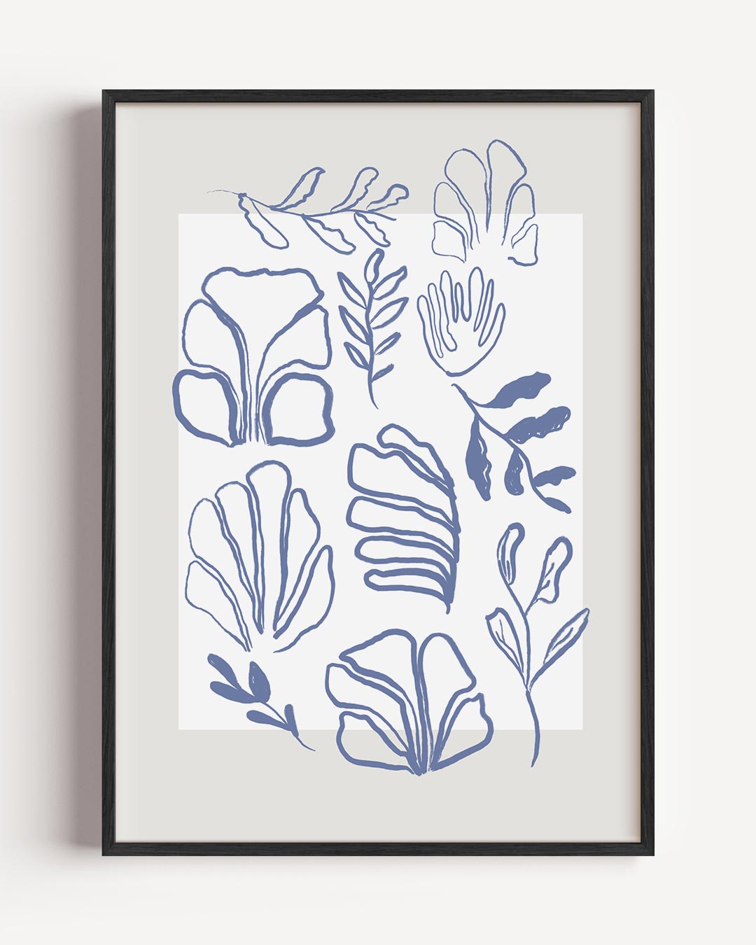 Botanische Blauwe Kunstposter-WallArtistic