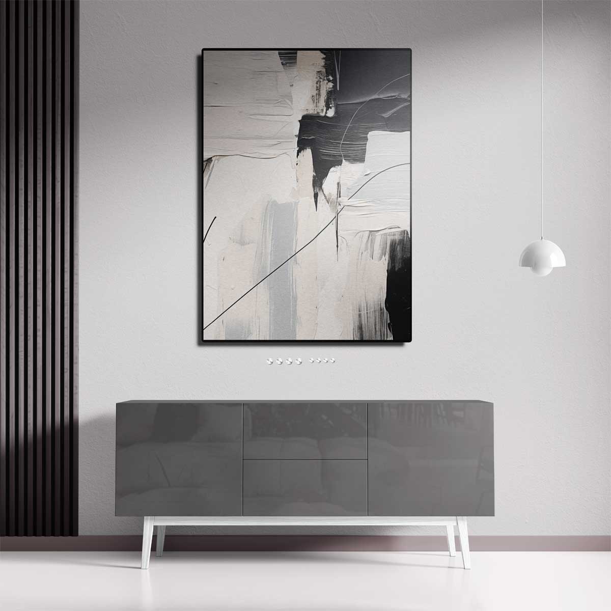 Abstracte Harmonie in Zwart en Wit Kunstwerk-canvas-dibond-plexiglas-wanddecoratie-WallArtistic
