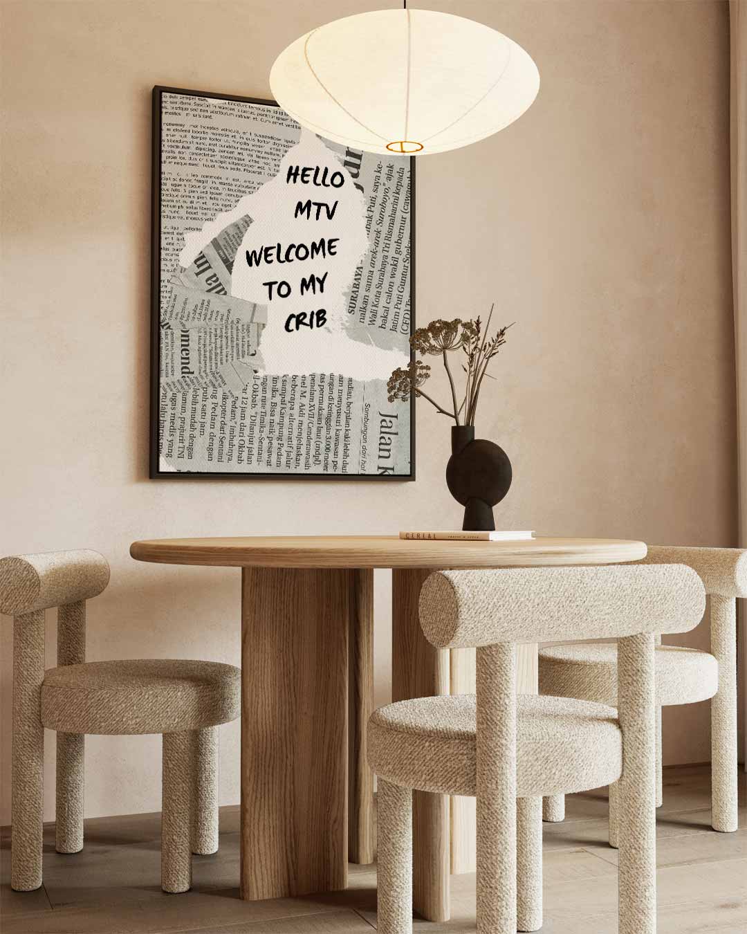 Grappige Krant Collage MTV Quote Kunstwerk-canvas-dibond-plexiglas-wanddecoratie-WallArtistic