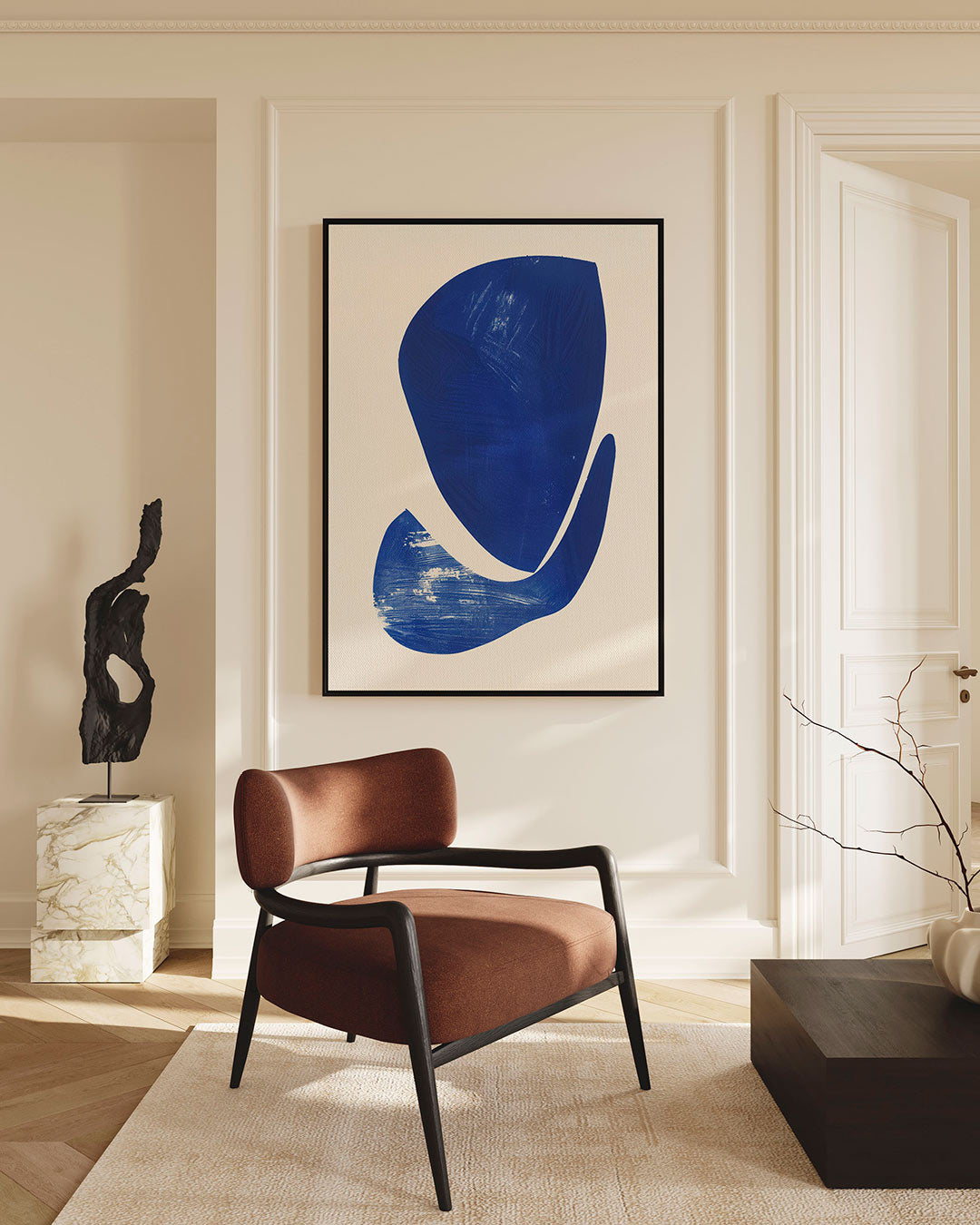 Organische blauwe vormen Kunstwerk