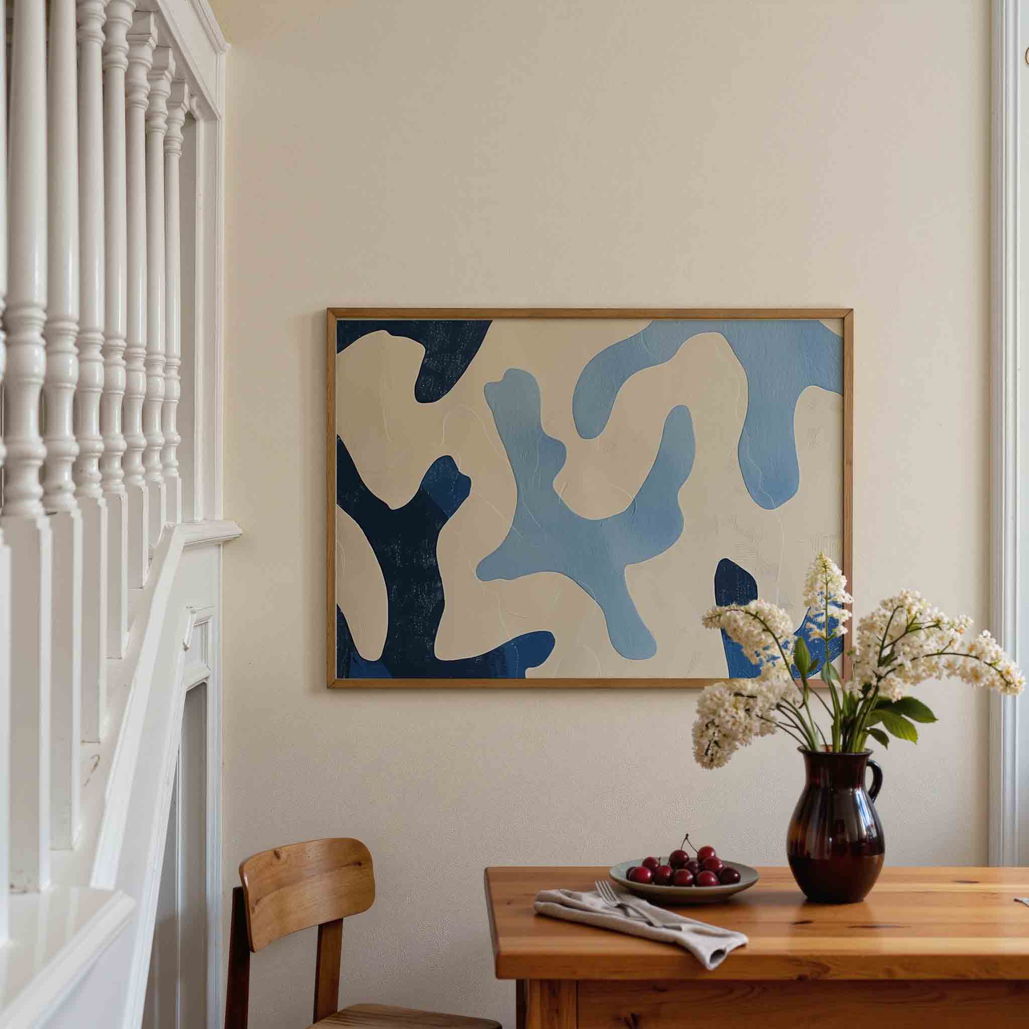 Abstracte blauwe vormen Poster