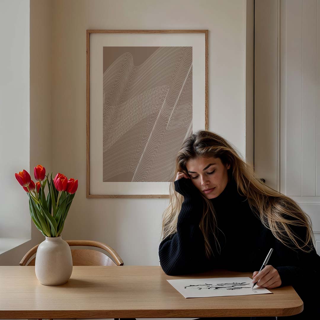 Moderne Golvende Lijnen Poster-WallArtistic