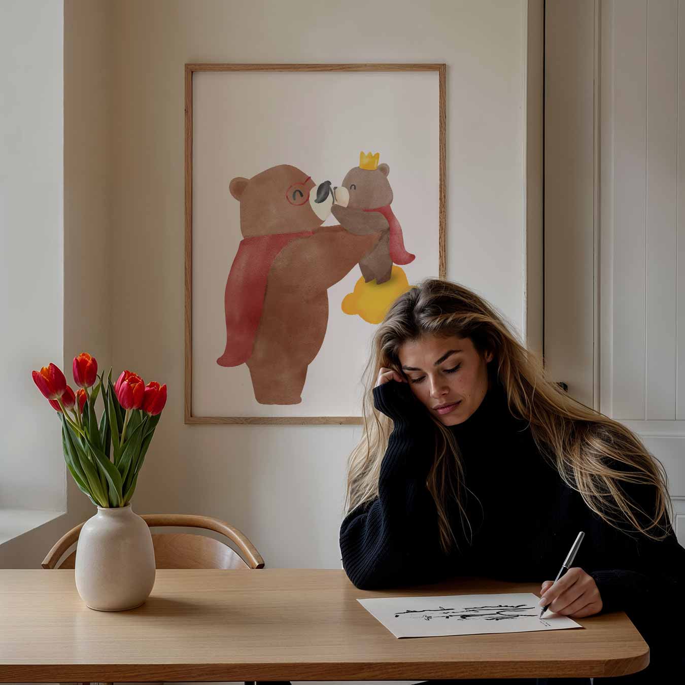 Beer met Welp Poster-WallArtistic