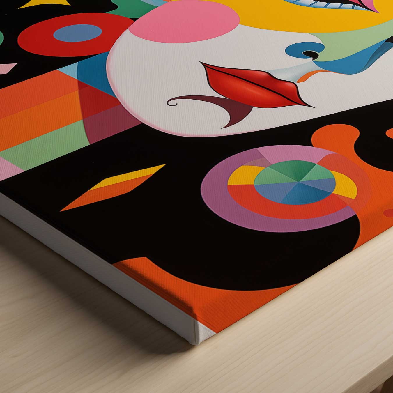 Kleurrijke Dromenportret Kunstwerk-canvas-dibond-plexiglas-wanddecoratie-WallArtistic