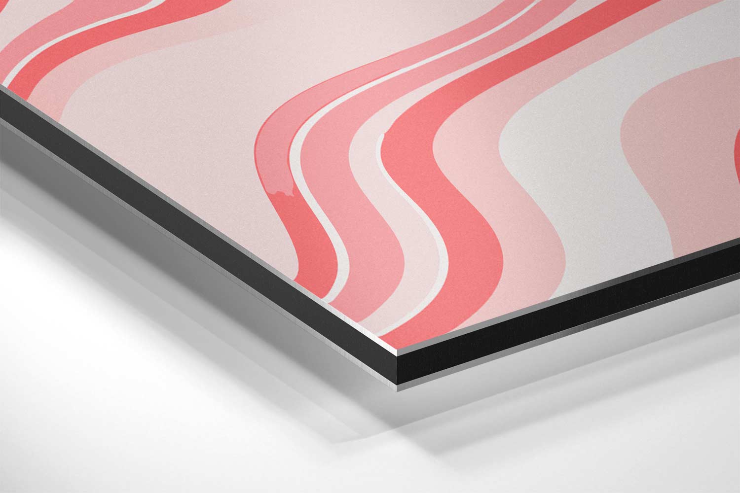 Vloeiende Rood en Roze Golven Kunstwerk-canvas-dibond-plexiglas-wanddecoratie-WallArtistic