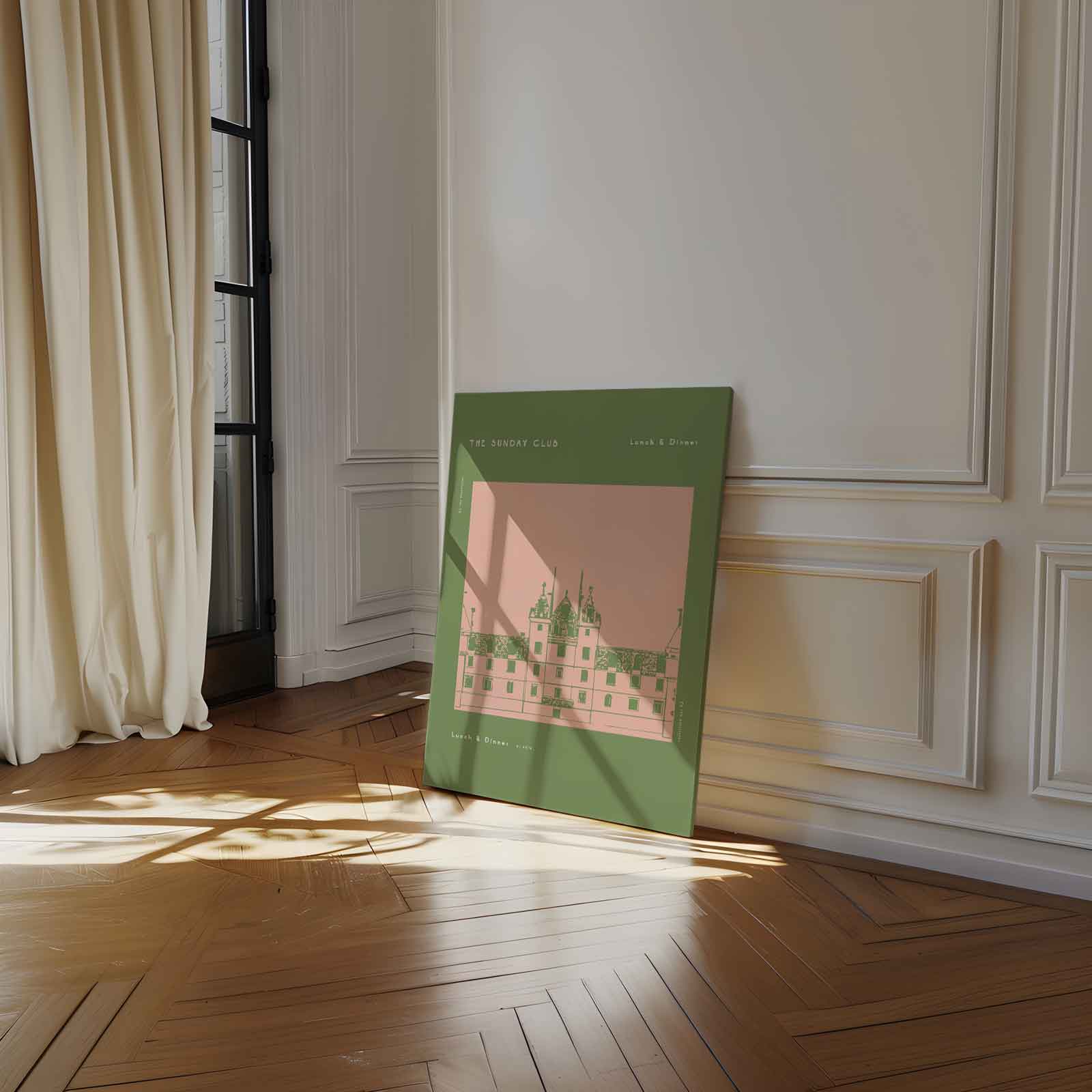 The Sunday Club Menu Illustratie Kunstwerk-canvas-dibond-plexiglas-wanddecoratie-WallArtistic