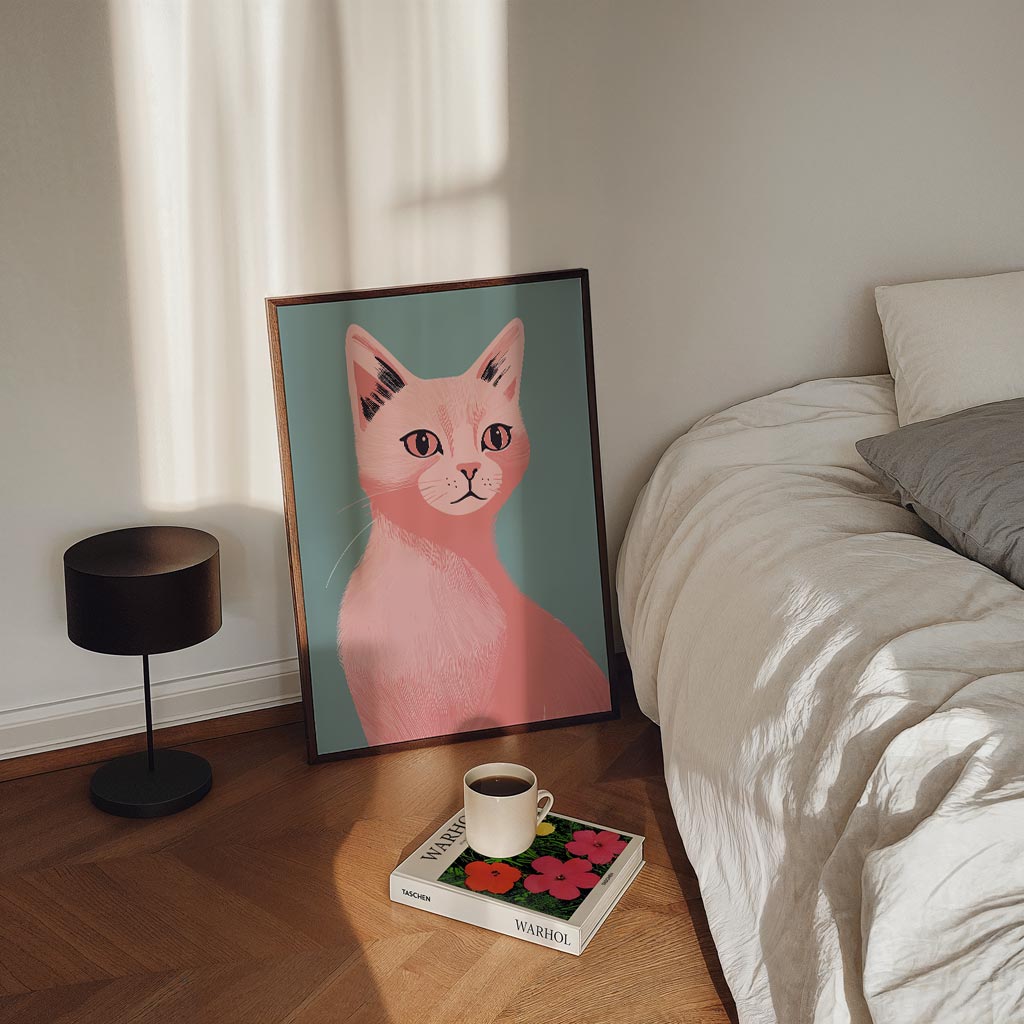 Stijlvolle Roze Kattenposter