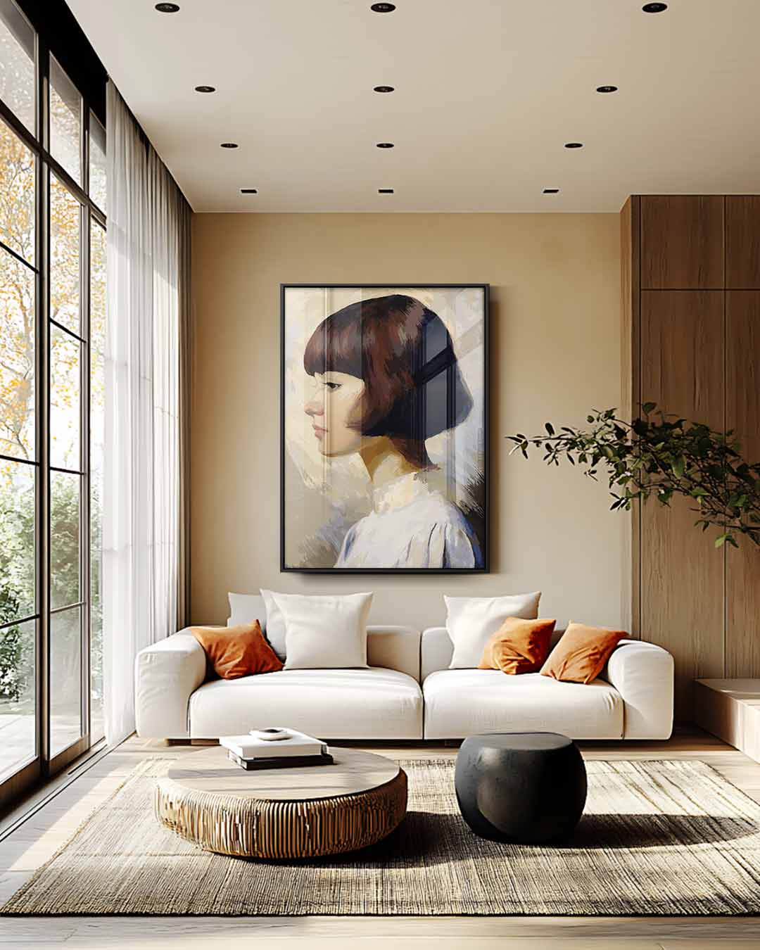 Dromerige Zijaanzicht Portret Kunstwerk-canvas-dibond-plexiglas-wanddecoratie-WallArtistic