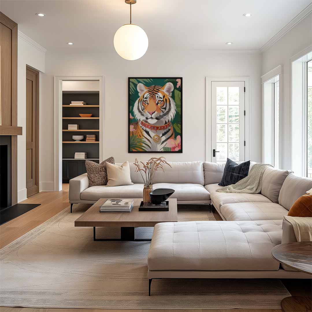 Koninklijke Tijger in de Jungle Kunstwerk-canvas-dibond-plexiglas-wanddecoratie-WallArtistic