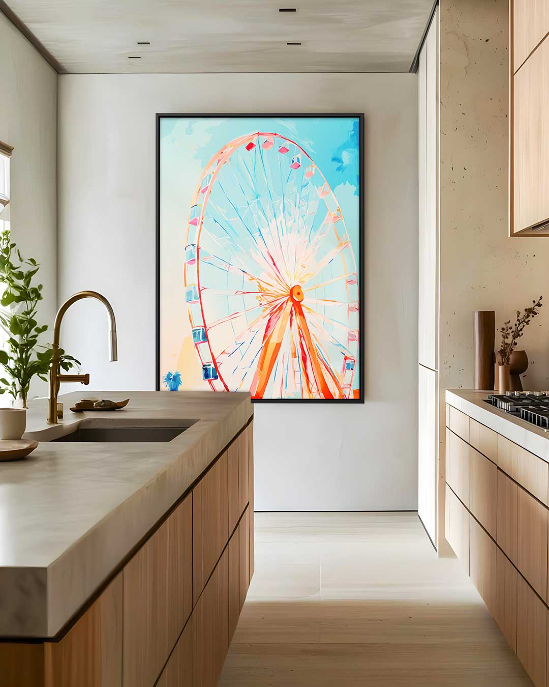 Kleurrijke Reuzenrad Droom Kunstwerk-canvas-dibond-plexiglas-wanddecoratie-WallArtistic