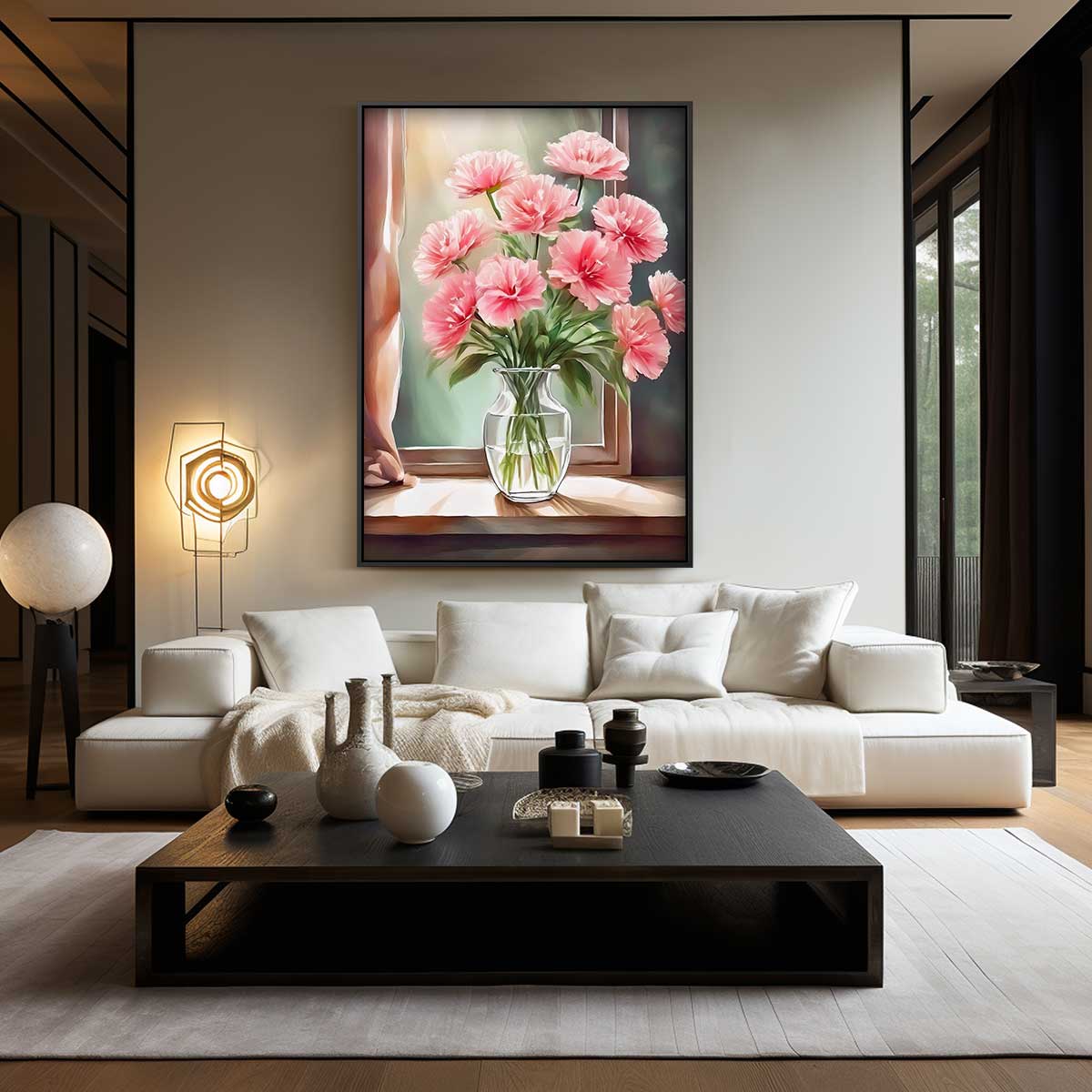 Bloemenpracht in Vensterlicht Kunstwerk-canvas-dibond-plexiglas-wanddecoratie-WallArtistic