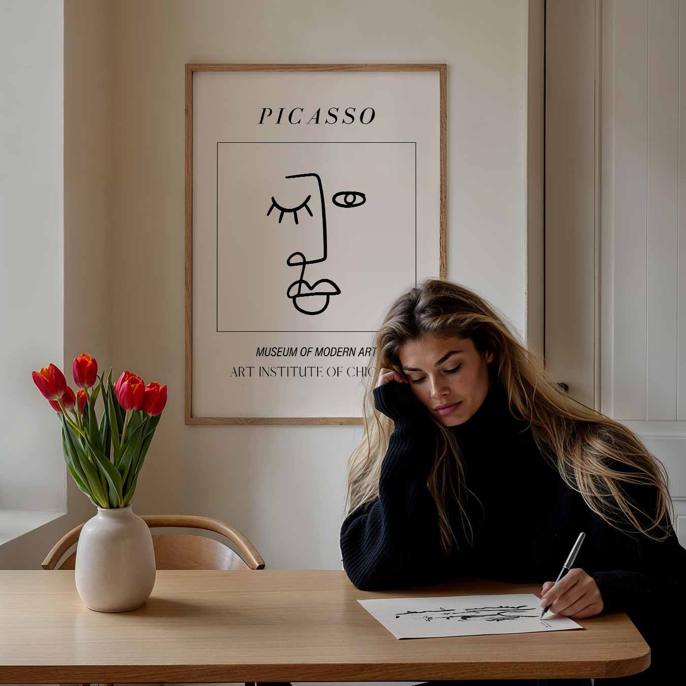 Picasso's Minimalistische Lijnkunst Poster-WallArtistic